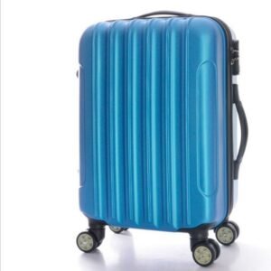Striped ABS Housing Yellow Suitcase Travel Bags With Spinners
