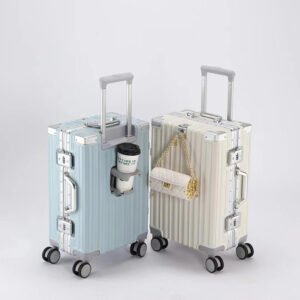 New Large Capacity Aluminum Frame Suitcase with Cup Holder