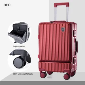 Travel Front Opening Aluminum Frame Suitcase Carry on Trolley Luggage