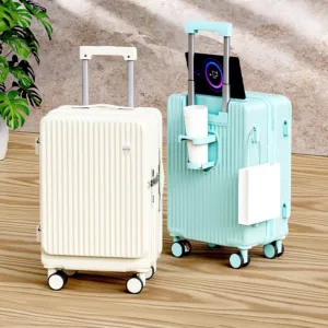 Long Trip Suitcase Set Business Carry On Front Laptop Opening Outdoor Trolley Luggage